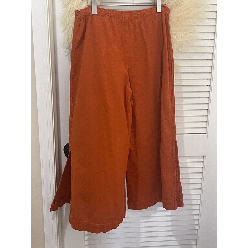Oh My Gauze! Orange OMG Pants Size 1 Slit Sides Palazzo Wide Legs